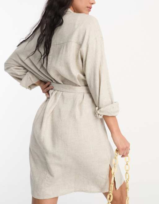 ASOS DESIGN – Beige skjortklänning för stranden med skärp, 2 av 4