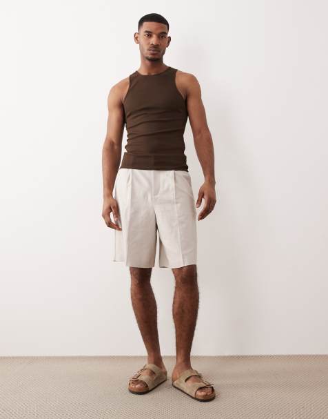 ASOS DESIGN - Beige skræddersyede bermudashorts i hørblanding - view 1