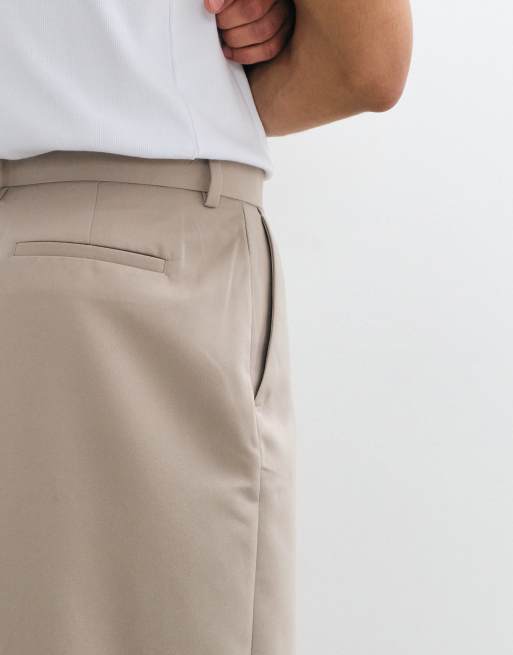 ASOS DESIGN - Beige skræddersyede bukser med barrel-ben og plisseringer, 5 af 7