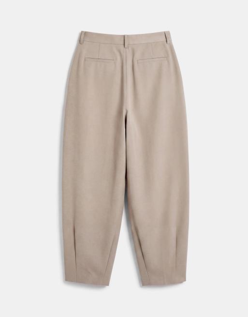 ASOS DESIGN - Beige skræddersyede bukser med barrel-ben og plisseringer, 7 af 7
