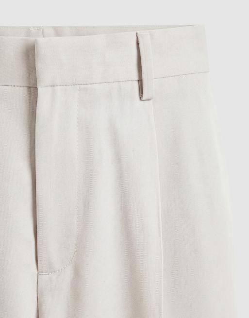 ASOS DESIGN - Beige skræddersyede shorts med brede ben og plisseringer, 8 af 9