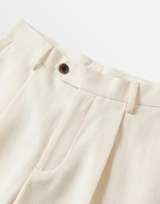 ASOS DESIGN - Beige skræddersyede shorts med plisseringer i Regular Fit, 9 af 9