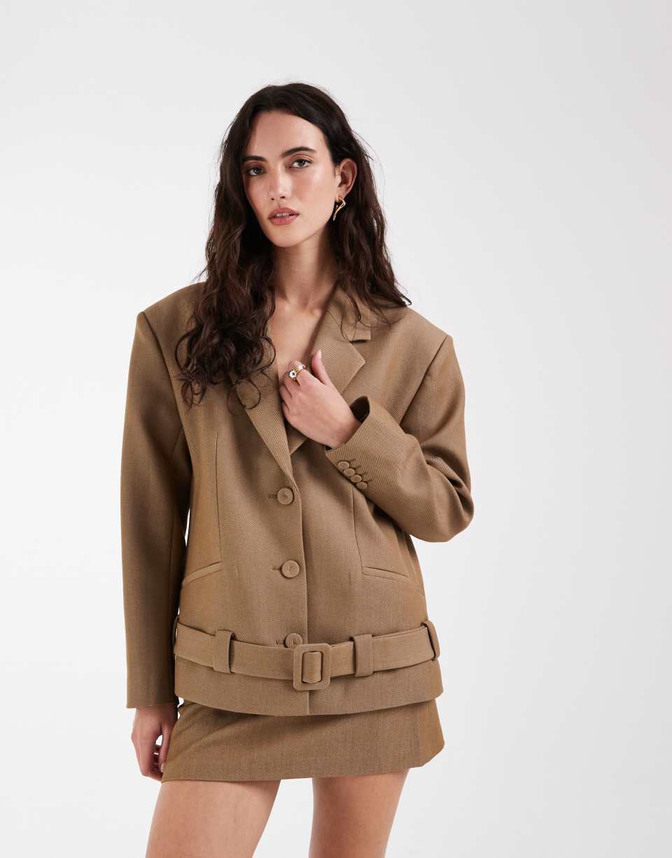 Belted oversized blazer