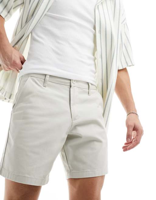 ASOS DESIGN - Beige slim-chinoshorts med stretch