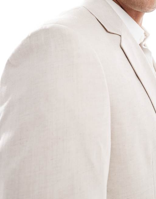 ASOS DESIGN - Beige Slim Fit-habitjakke i hør- og twillblanding, 3 af 5