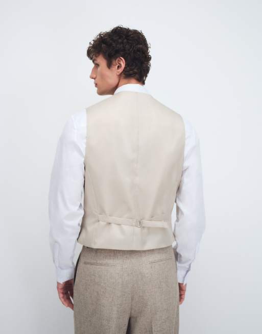 ASOS DESIGN - Beige slim-habitvest i hørblanding, 5 af 9
