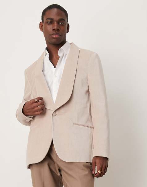 ASOS DESIGN - Beige smal blazer i sommerlet bomuldsvelour - view 1