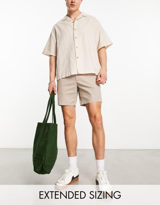 ASOS DESIGN – Beige smala chino-shorts i mellanlång modell 