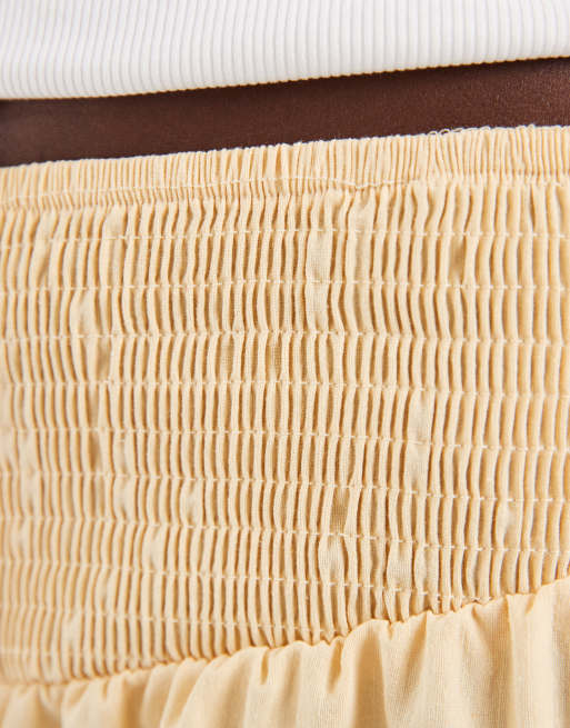 ASOS DESIGN – Beige, smockade byxor i linnemix med ballongben, del av set, 4 av 5
