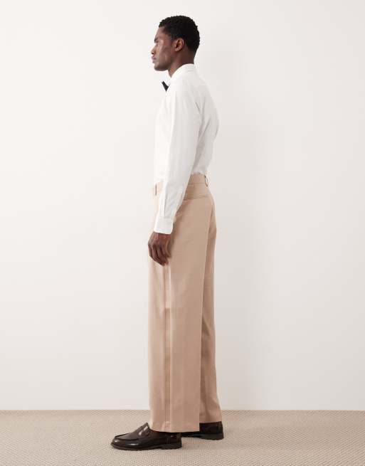 ASOS DESIGN - Beige smokingbukser med brede ben, 3 af 5