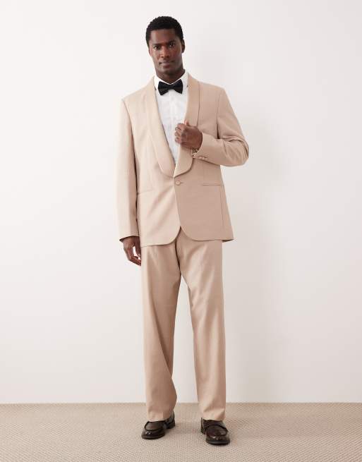 ASOS DESIGN – Beige smokingkavaj med regular fit, del av kostym, 2 av 5