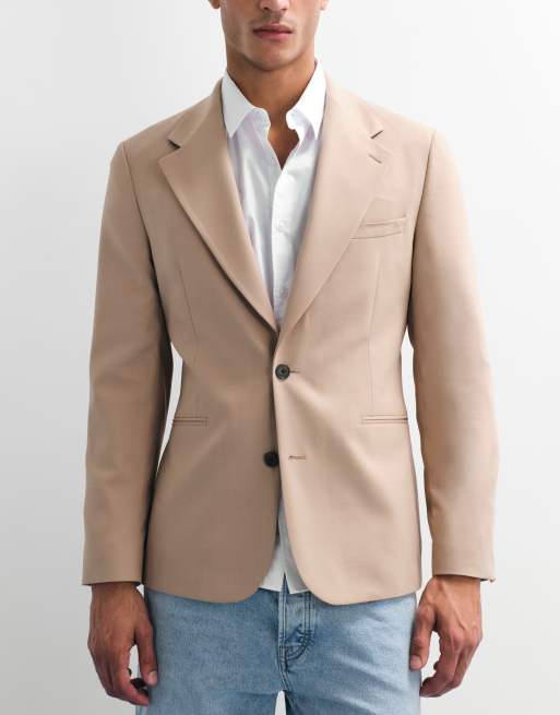 ASOS DESIGN – Beige, somrig, smal kavaj i 100% ull, del av kostym, 5 av 9