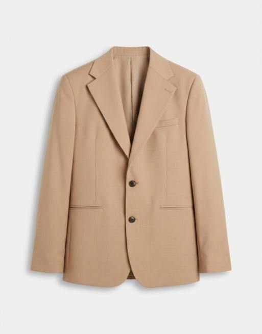 ASOS DESIGN – Beige, somrig, smal kavaj i 100% ull, del av kostym, 9 av 9