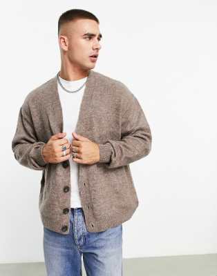 ASOS DESIGN – Beige, stickad och fluffig kofta