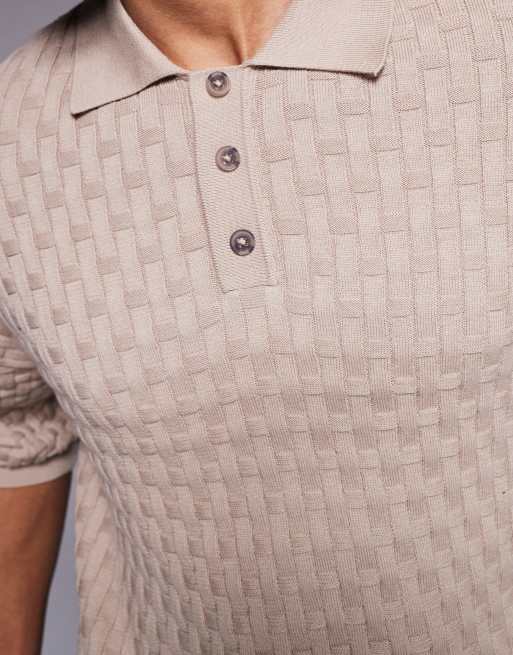 ASOS DESIGN – Beige, stickad pikétröja med avslappnad och 3/4-långa ärmar, 5 av 5
