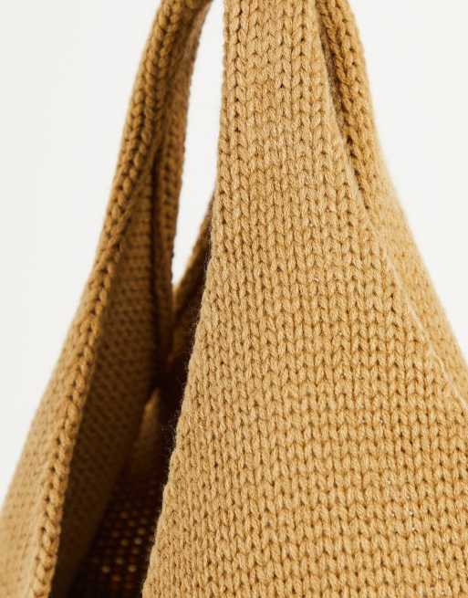 ASOS DESIGN – Beige stickad toteväska, 3 av 4