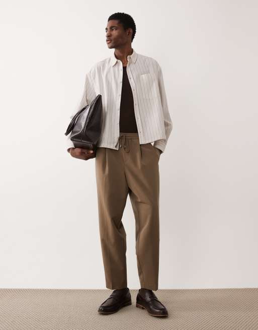 ASOS DESIGN - Beige stribet skjorte i oversized og firkantet pasform, 2 af 5