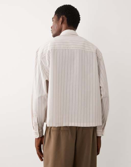 ASOS DESIGN - Beige stribet skjorte i oversized og firkantet pasform, 3 af 5