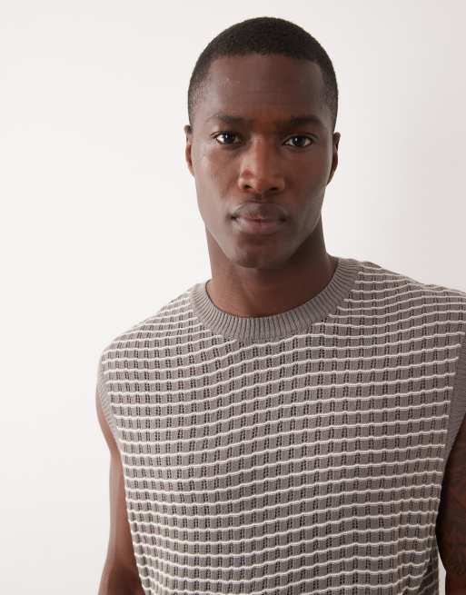  ASOS DESIGN - Beige strikket afslappet vest med tekstur, 3 af 5