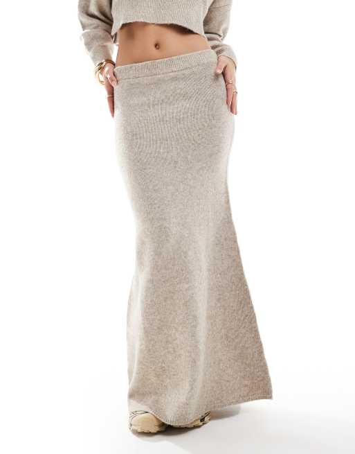 ASOS DESIGN - Beige strikket midinederdel - Del af sæt, 4 af 5