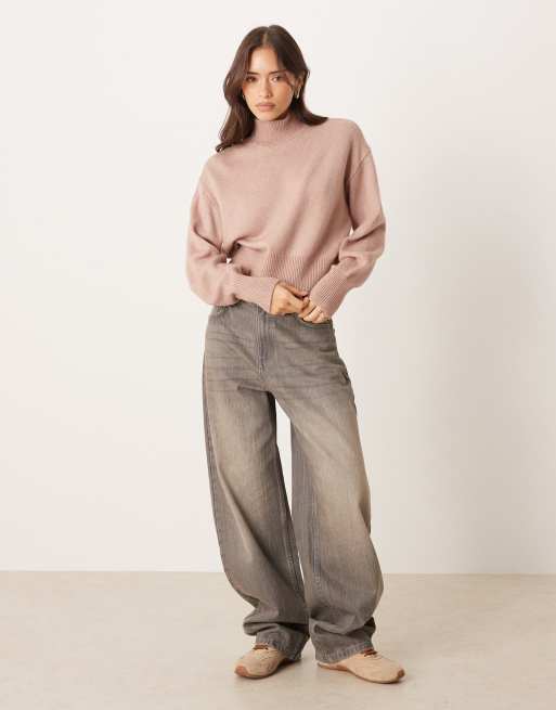 ASOS DESIGN - Beige striktrøje med ståkrave, 2 af 4