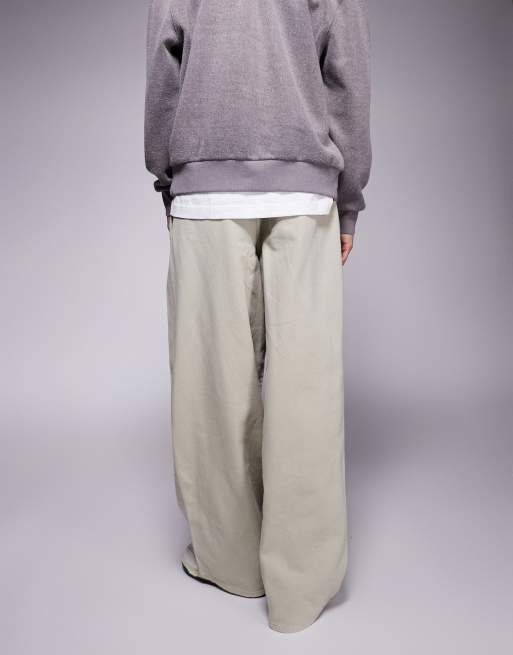 ASOS DESIGN – Beige, superbaggy byxor med resårmidja och veck, 2 av 5