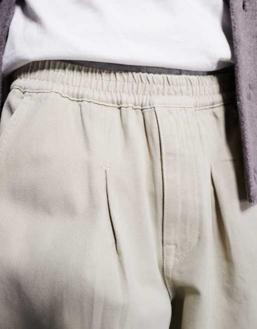 ASOS DESIGN – Beige, superbaggy byxor med resårmidja och veck, 5 av 5