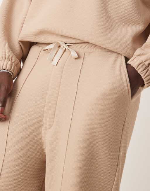 ASOS DESIGN – Beige, superbaggy mjukisbyxor med våffeltextur, del av set, 5 av 5