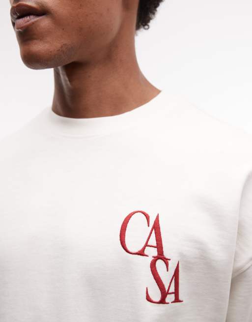 ASOS DESIGN - Beige superkraftig oversized T-shirt med broderi på brystet, 3 af 5
