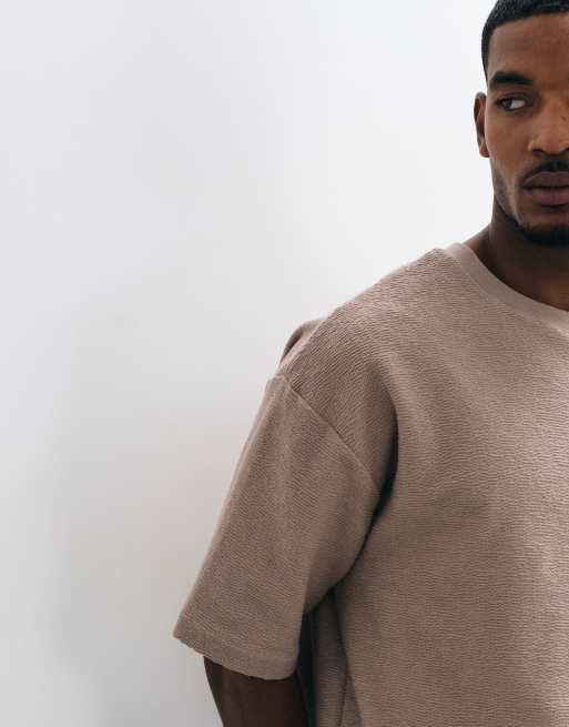 ASOS DESIGN – Beige, superkraftig t-shirt i oversize med textur, 5 av 7