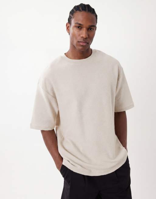 ASOS DESIGN – Beige, superkraftig t-shirt i oversize med textur, 3 av 5