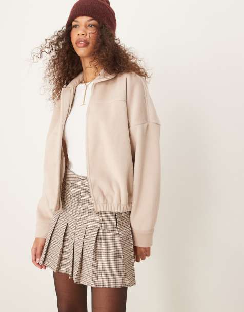 ASOS DESIGN – Beige, supermjuk bomberjacka i ulliknande material - view 1