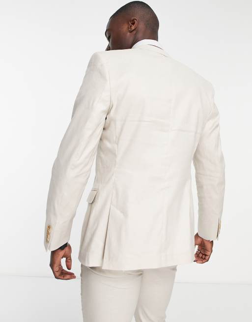 ASOS DESIGN – Beige supersmal kavaj i linnemix, del av kostym, 2 av 4