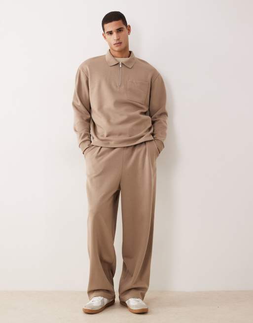 ASOS DESIGN – Beige sweatshirt i oversize med kort dragkedja och ribbad krage, 2 av 5