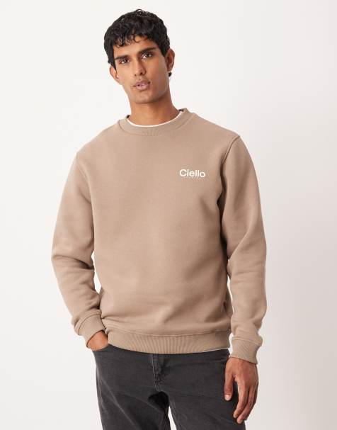 ASOS DESIGN – Beige sweatshirt i oversize med tryck på bröstet - view 1