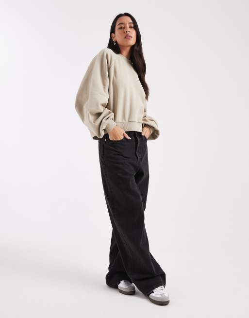 ASOS DESIGN - Beige sweatshirt med ballonærmer, 2 af 4