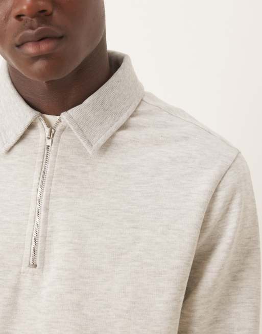 ASOS DESIGN - Beige sweatshirt med lynlås i loopback-stof, 5 af 5