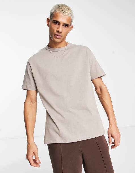 ASOS DESIGN – Beige t-shirt i kraftigt material med avslappnad passform - view 1