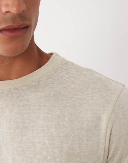 ASOS DESIGN – Beige t-shirt i linneliknande tyg och regular fit, 4 av 5