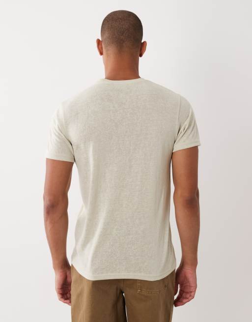 ASOS DESIGN – Beige t-shirt i linneliknande tyg och regular fit, 5 av 5