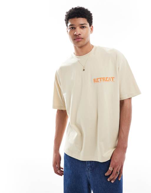 ASOS DESIGN – Beige t-shirt i oversize med landskapstryck, 4 av 4
