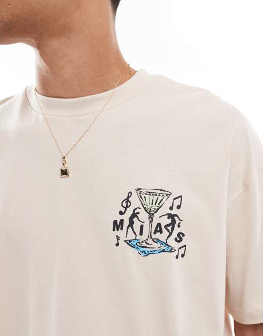 ASOS DESIGN – Beige t-shirt i oversize med "Margarita"-tryck, 4 av 4