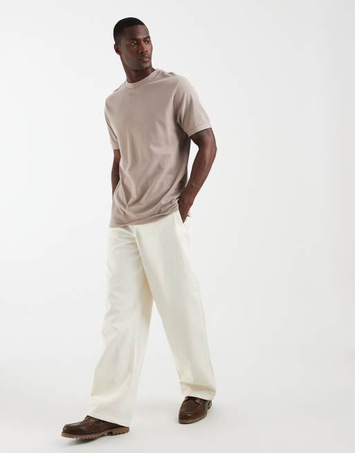 ASOS DESIGN - Beige T-shirt i piqué i regular fit med bånddetaljer, 3 af 5