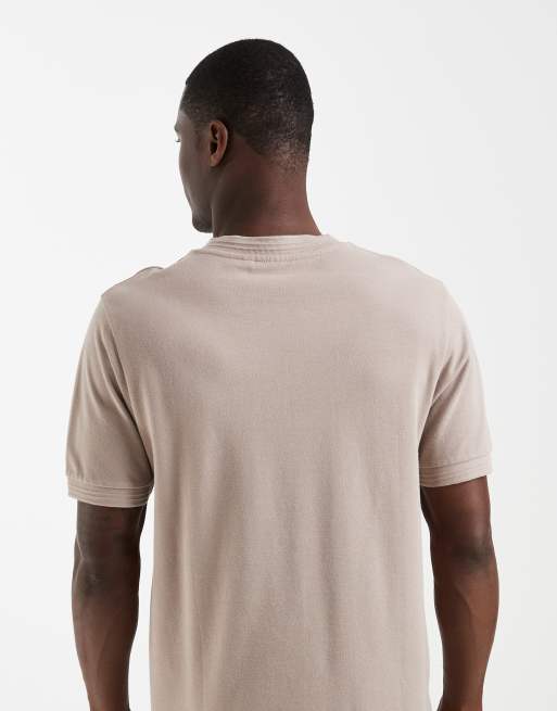 ASOS DESIGN - Beige T-shirt i piqué i regular fit med bånddetaljer, 5 af 5