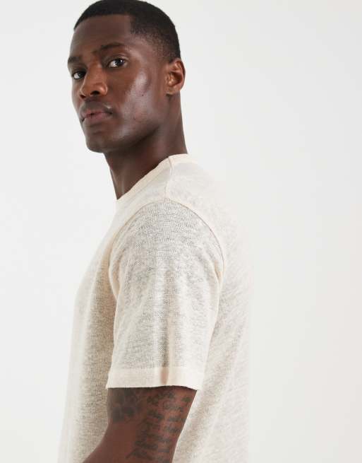 ASOS DESIGN – Beige t-shirt i regular fit av linne , 2 av 5
