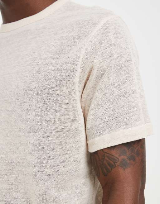 ASOS DESIGN – Beige t-shirt i regular fit av linne , 3 av 5