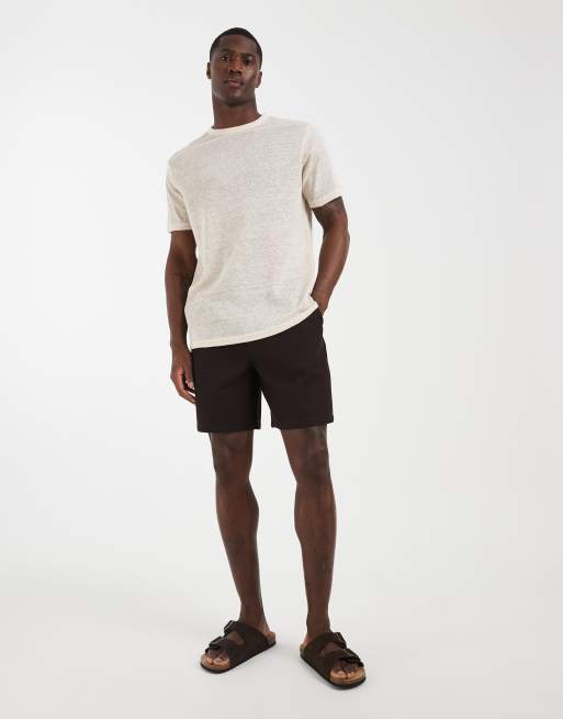 ASOS DESIGN – Beige t-shirt i regular fit av linne , 4 av 5