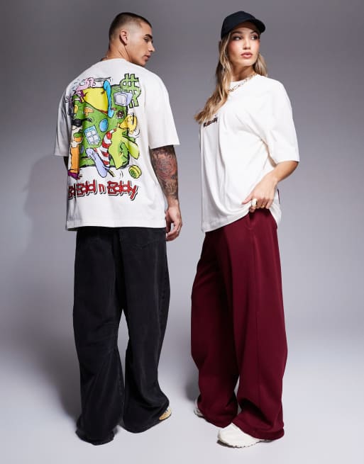 ASOS DESIGN – Beige t-shirt i unisex-modell och oversize med licenserat Ed, Edd och Eddy-tryck, 3 av 4