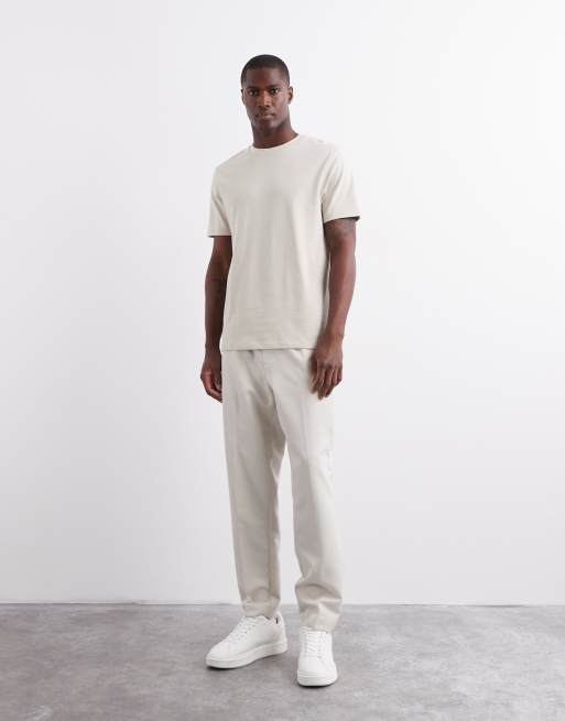 ASOS DESIGN - Beige T-shirt med rund hals i kraftigt stof , 4 af 5