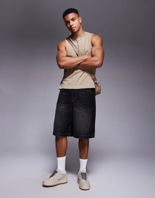 ASOS DESIGN - Beige tanktop i hørblanding i regular fit i firkantet pasform , 3 af 4